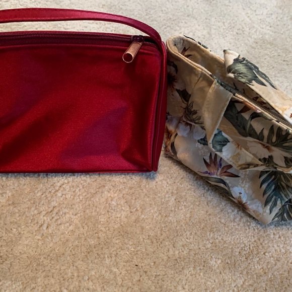 Two Small Purses - Silk Floral and Red Satin Like - Picture 2 of 11